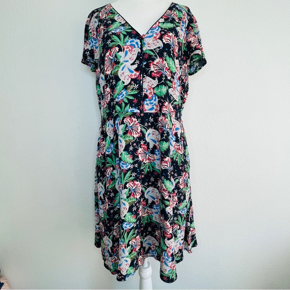 J CREW Floral V-Neck Midi Dress